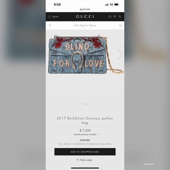 In Store Gucci Dionysus ‘Blind for Love’ PythonBag - Picture 9 of 9